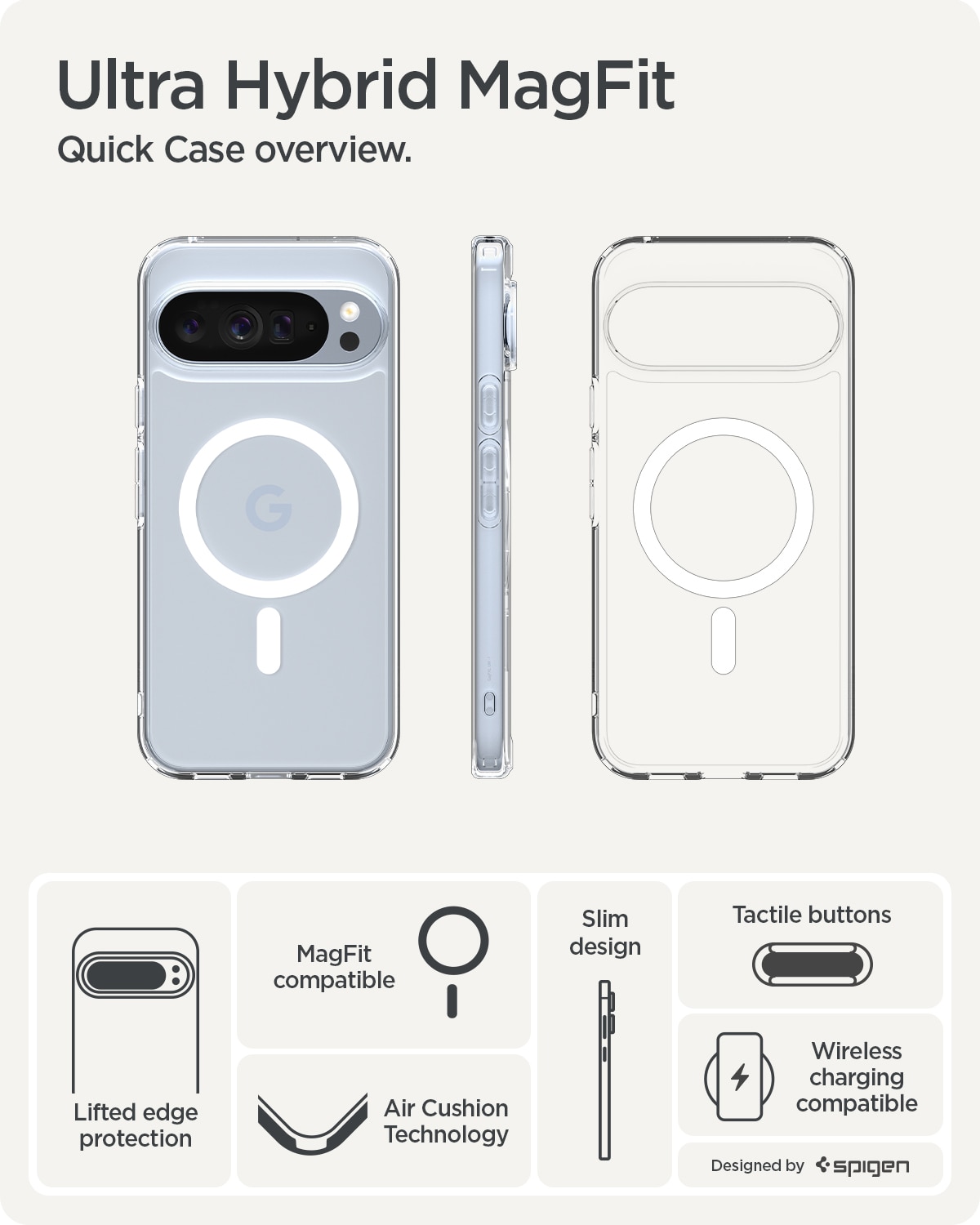 Case Ultra Hybrid MagSafe Google Pixel 10 Pro XL Clear White
