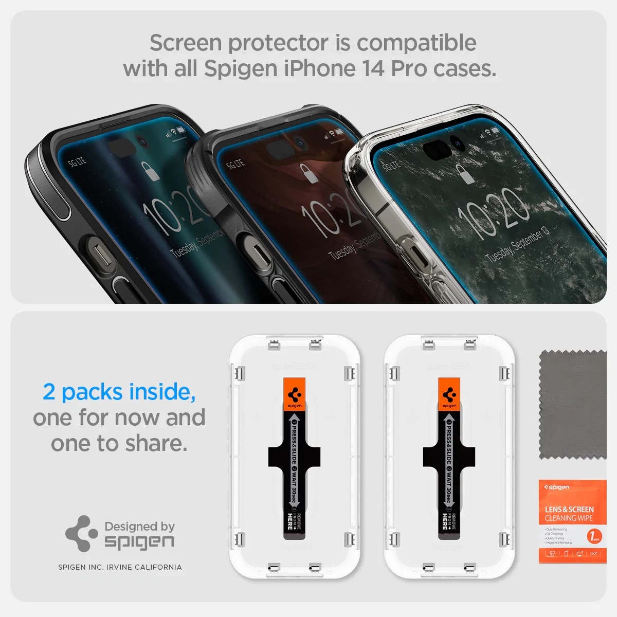 iPhone 14 Pro Screen Protector GLAS.tR EZ Fit (2-pack)