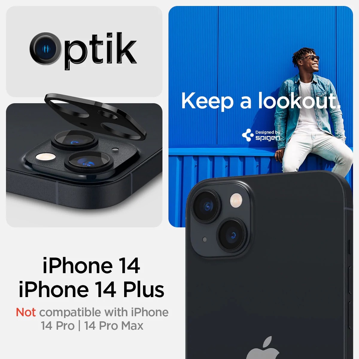 iPhone 14 Plus Optik Lens Protector Black (2-pack)