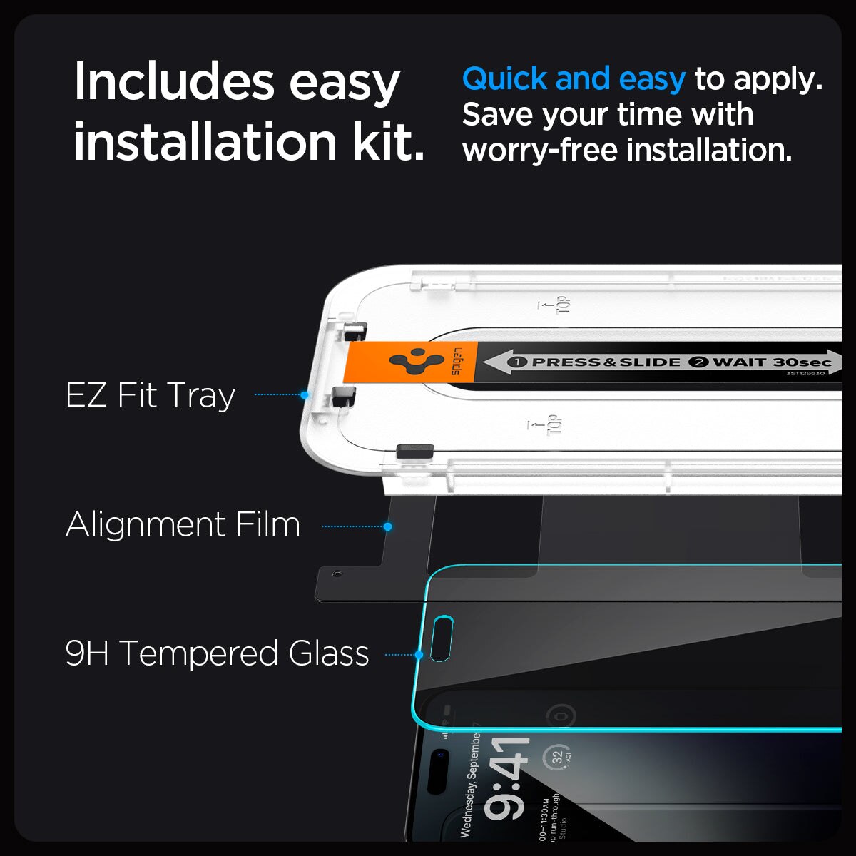 iPhone 15 Pro Screen Protector Privacy GLAS.tR EZ Fit (2-pack)