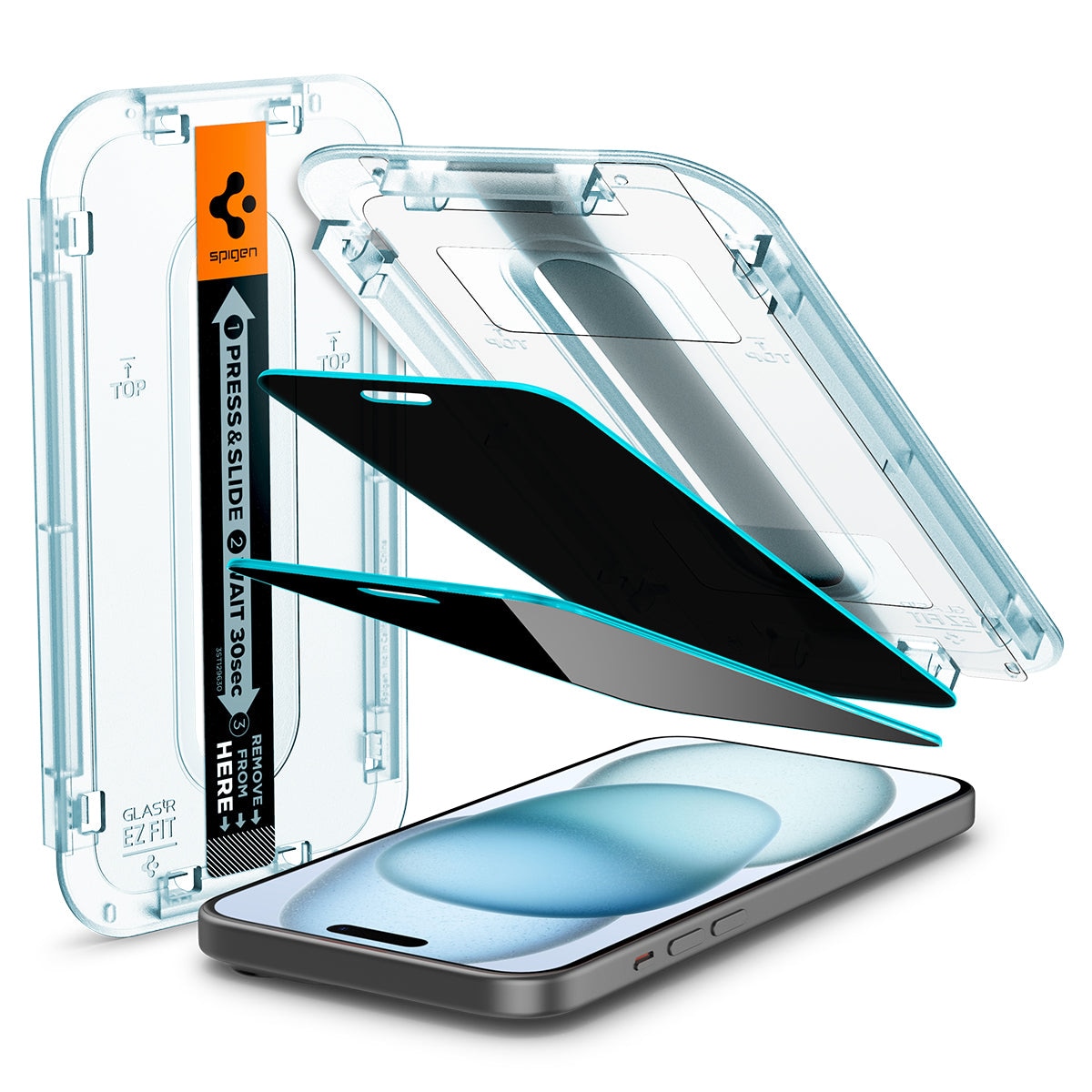 iPhone 15 Screen Protector Privacy GLAS.tR EZ Fit (2-pack)