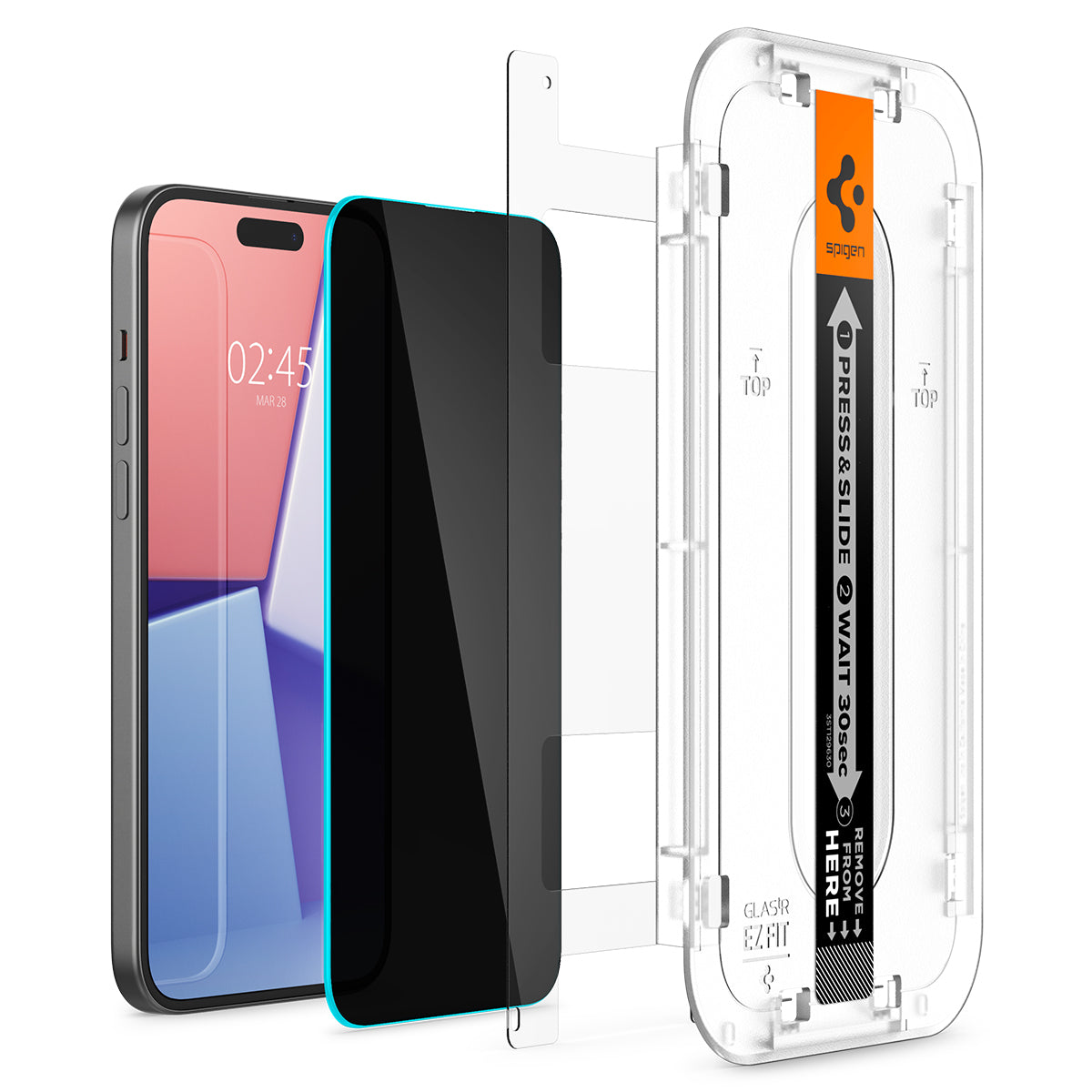 iPhone 15 Screen Protector Privacy GLAS.tR EZ Fit (2-pack)