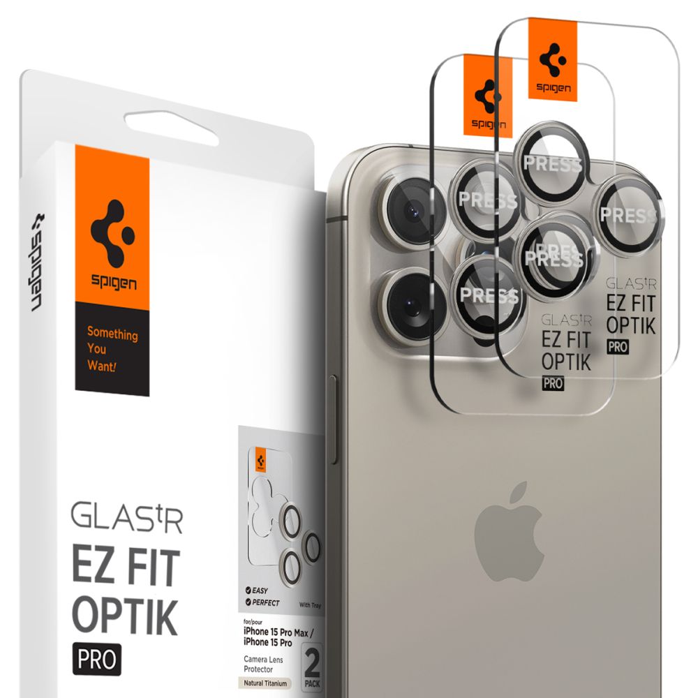 iPhone 15 Pro EZ Fit Optik Pro Lens Protector (2-pack) Natural Titanium