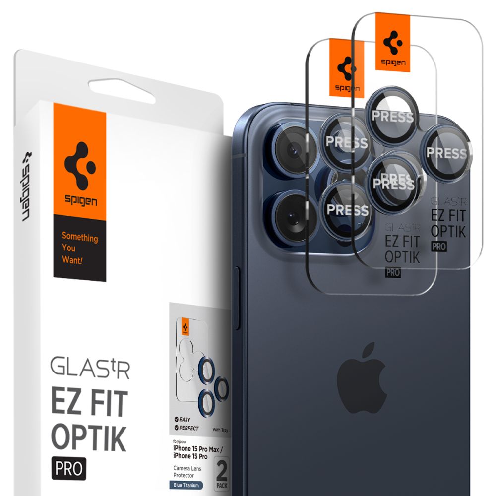 iPhone 15 Pro  EZ Fit Optik Pro Lens Protector (2-pack) Blue Titanium