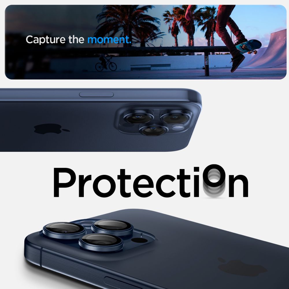 iPhone 15 Pro  EZ Fit Optik Pro Lens Protector (2-pack) Blue Titanium