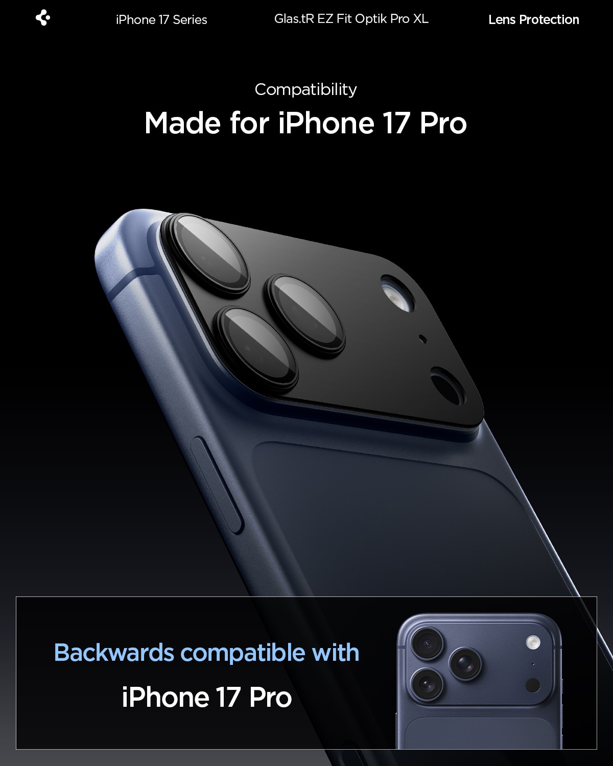 iPhone 17 Pro Glas.tR EZ Fit Optik Pro XL Svart