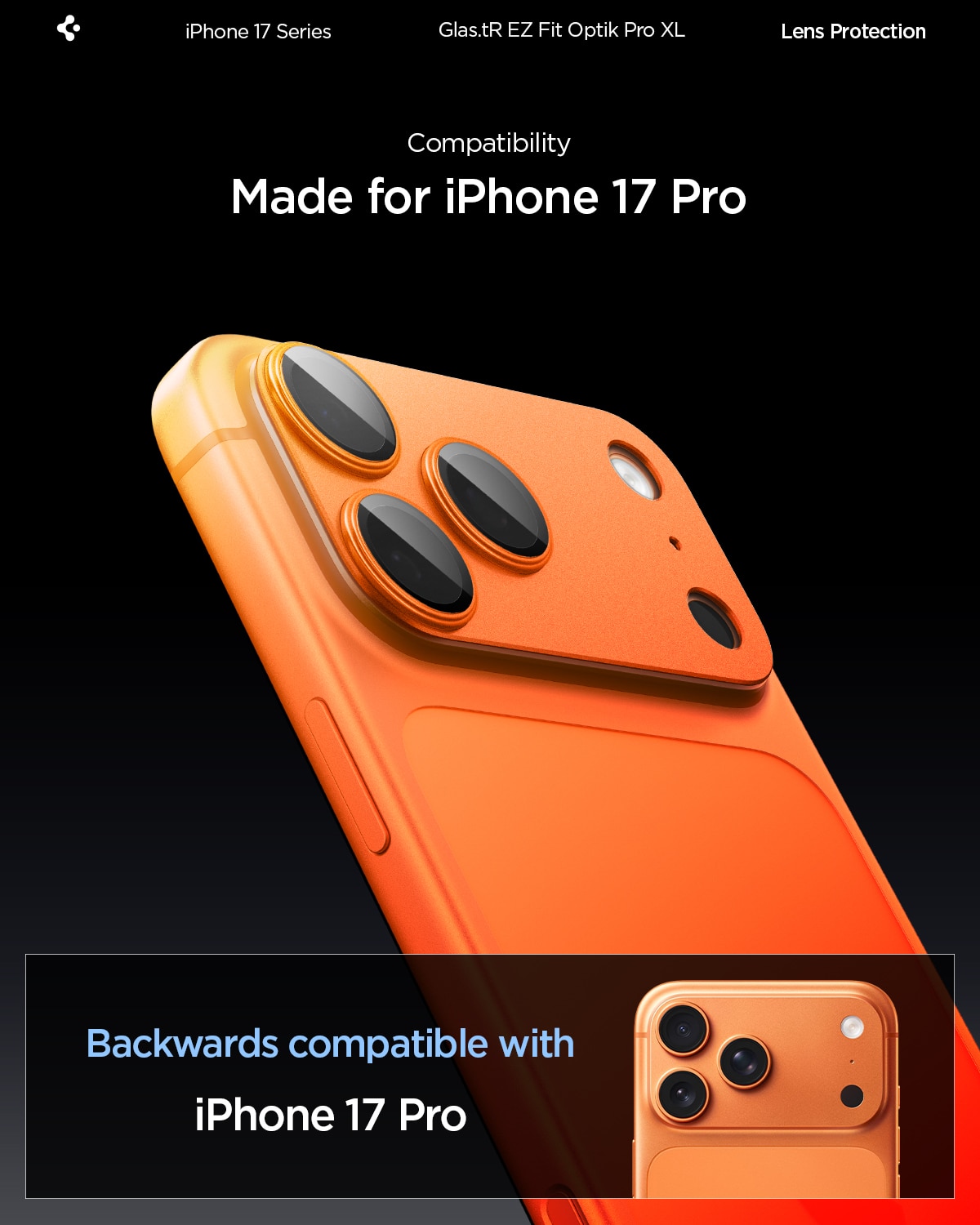 iPhone 17 Pro Glas.tR EZ Fit Optik Pro XL Orange
