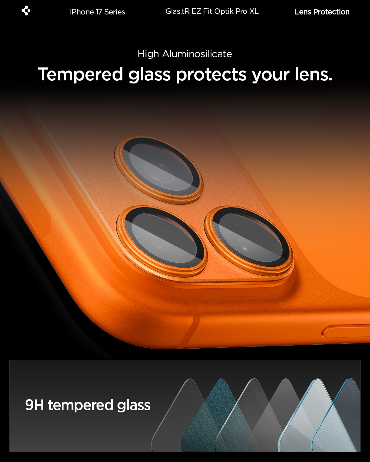 iPhone 17 Pro Glas.tR EZ Fit Optik Pro XL Orange