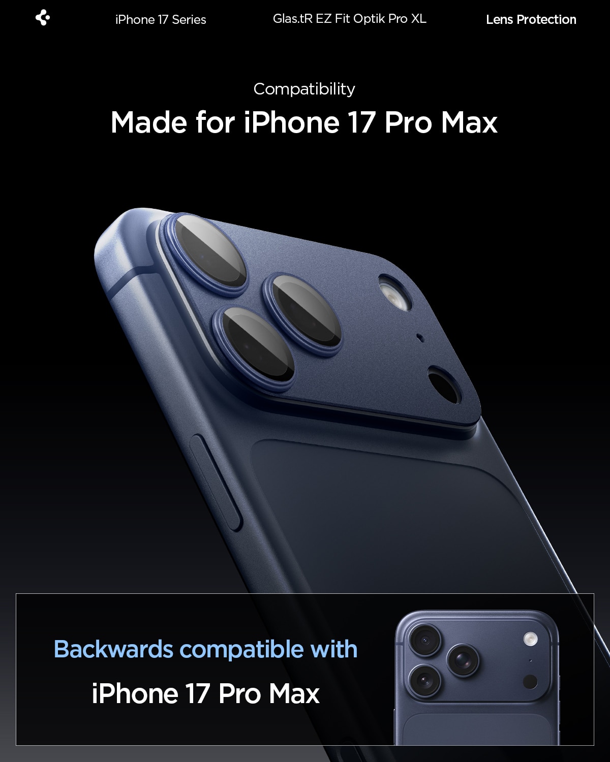 iPhone 17 Pro Max Glas.tR EZ Fit Optik Pro XL Blå