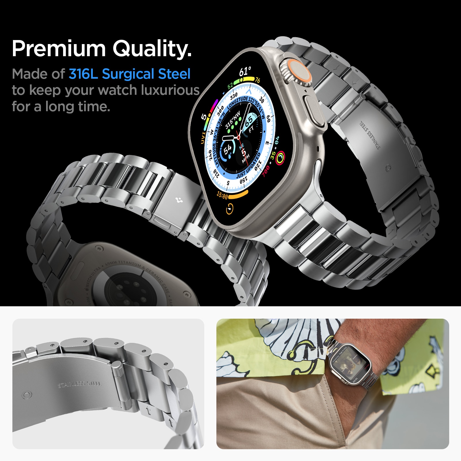 Apple Watch Ultra 49mm Armband Modern Fit 316L Silver