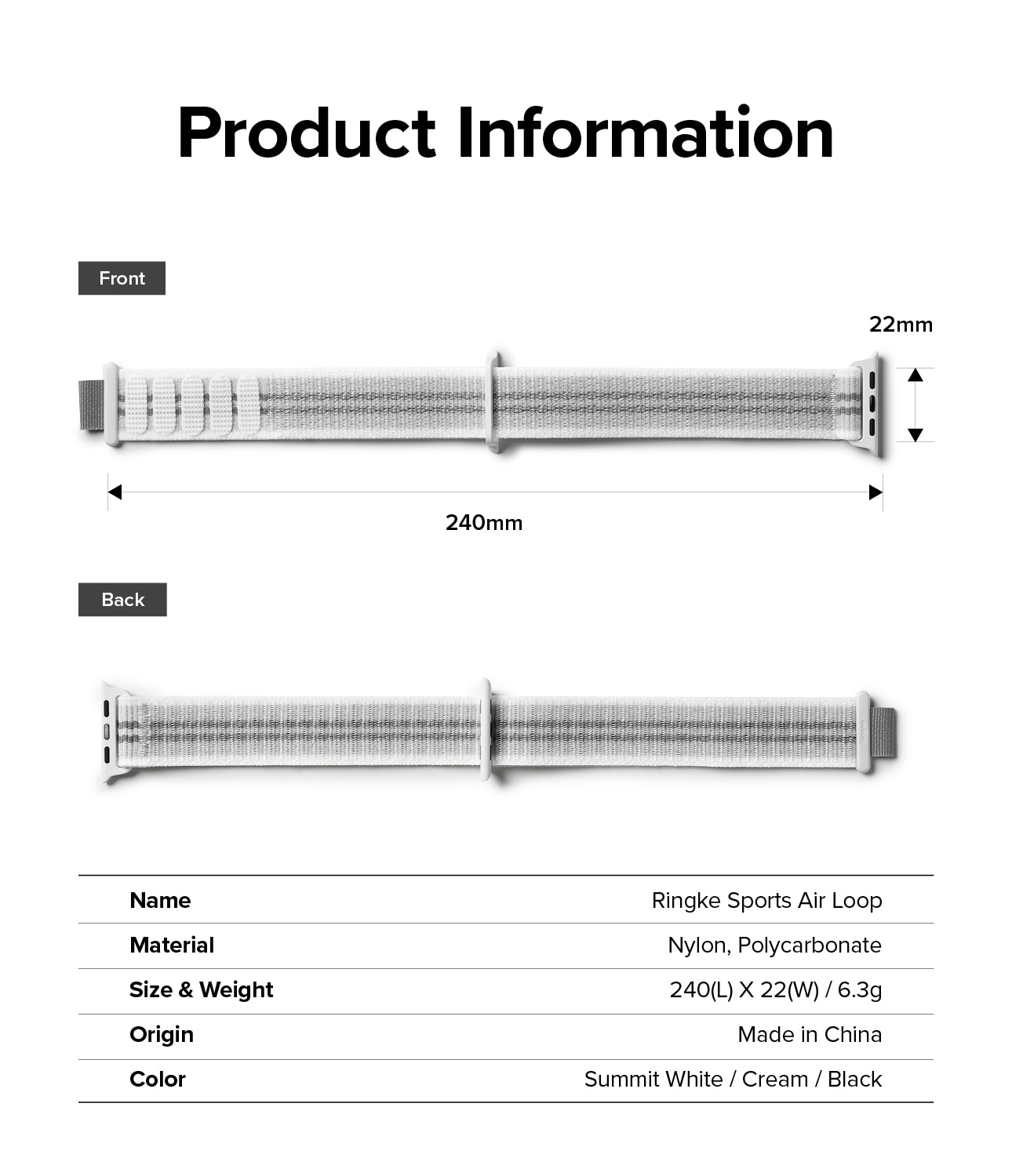 Sports Air Loop Band Apple Watch 38mm Summit White