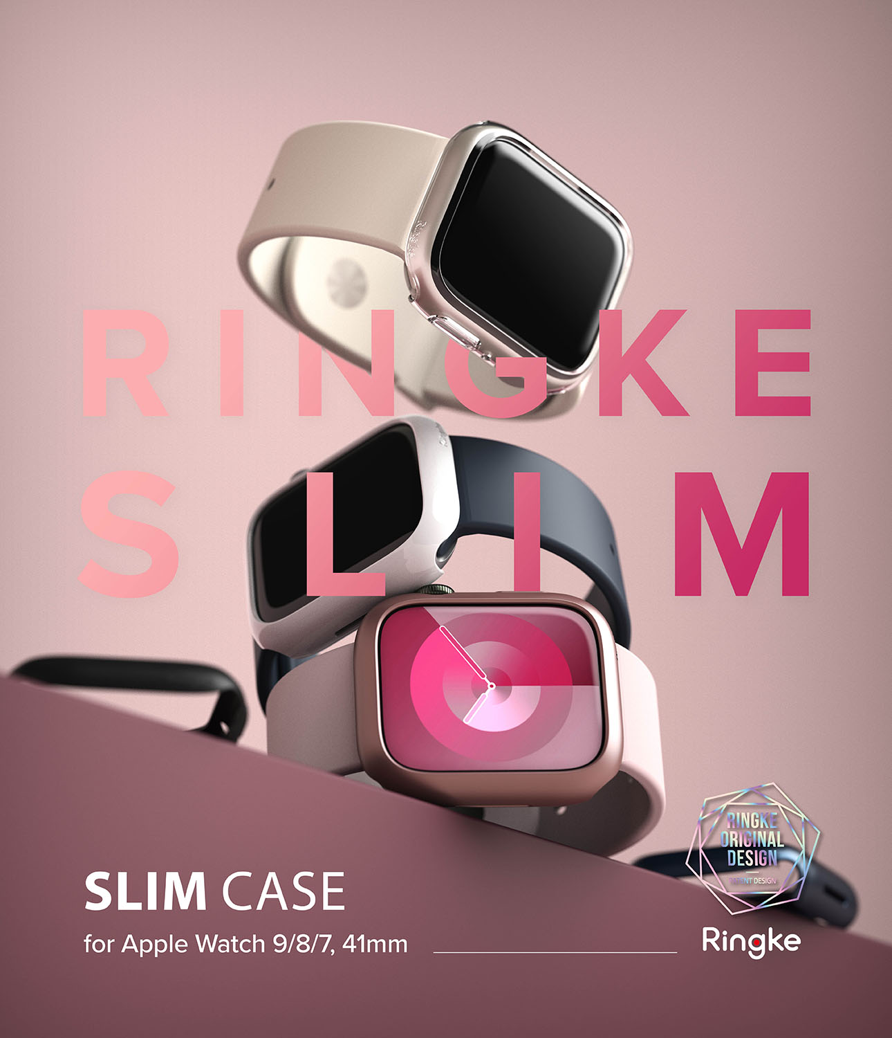 Slim Case (2-pack) Apple Watch 41mm Series 7 Pink & Clear