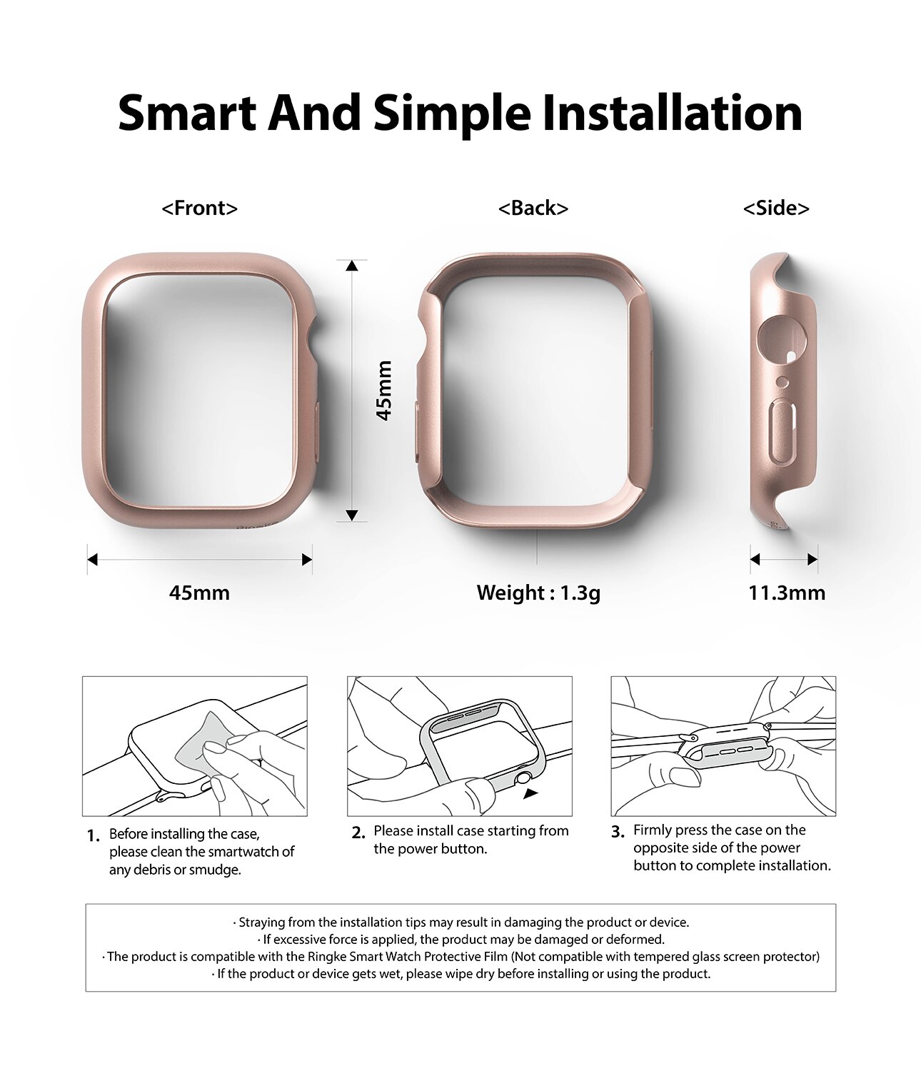 Slim Case (2-pack) Apple Watch 45mm Series 7 Pink & Clear