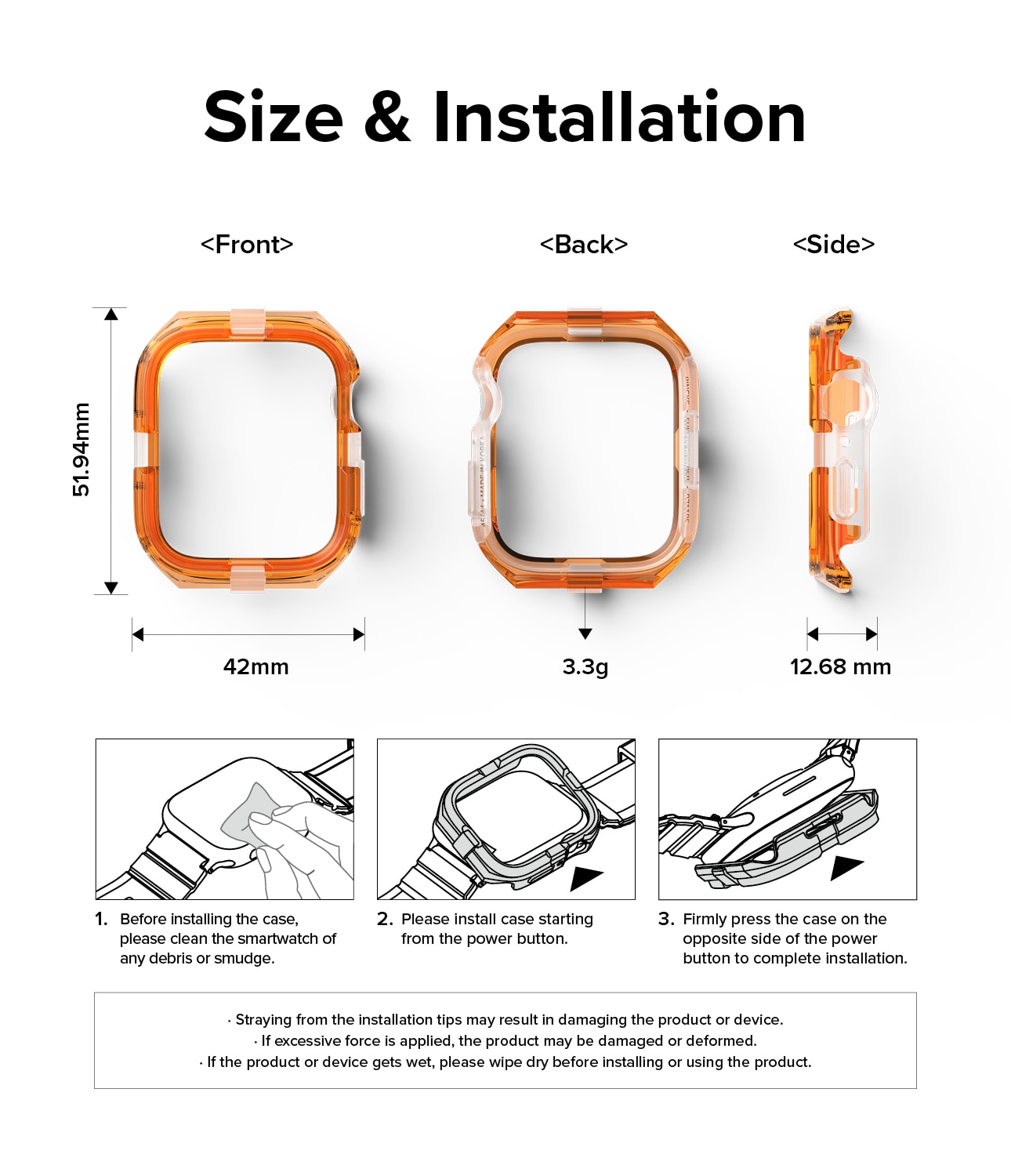 Fusion Bumper Apple Watch 45mm Series 8 Neon Orange