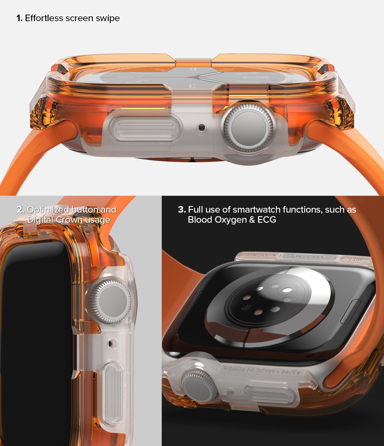 Fusion Bumper Apple Watch 45mm Series 8 Neon Orange