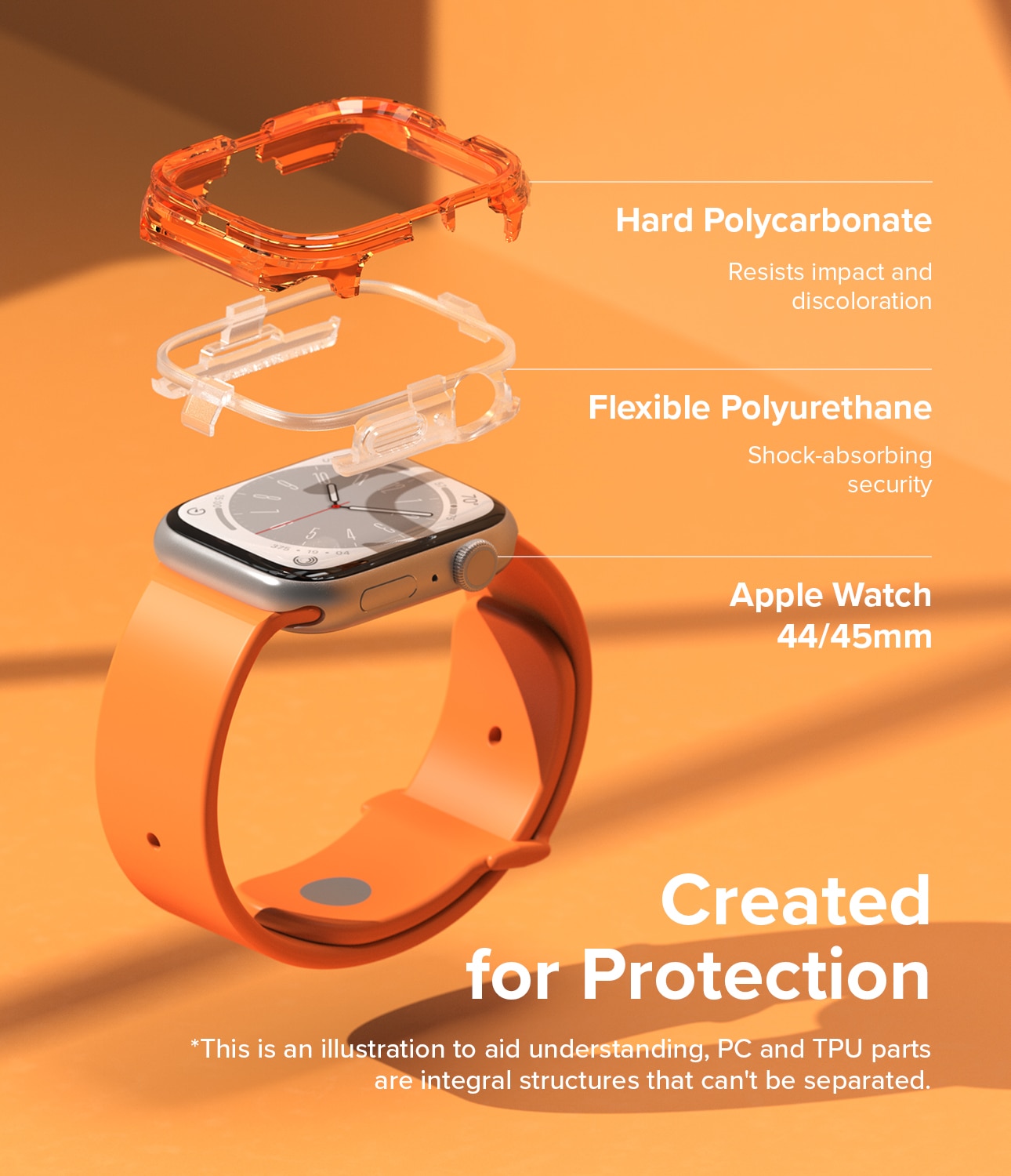 Fusion Bumper Apple Watch 45mm Series 8 Neon Orange