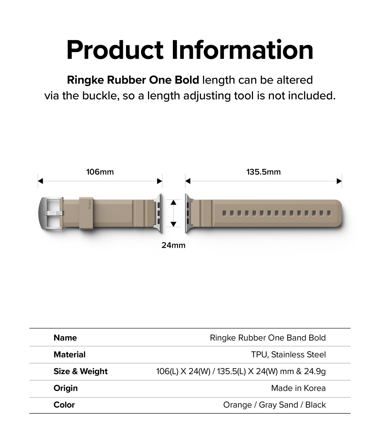 Rubber One Bold Band Apple Watch Ultra 2 49mm Gray Sand