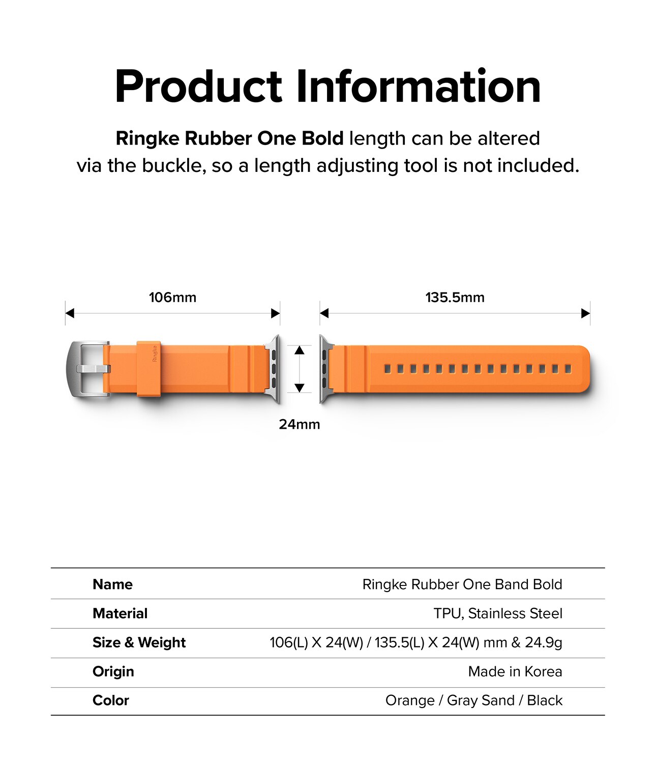 Rubber One Bold Band Apple Watch 42mm Orange