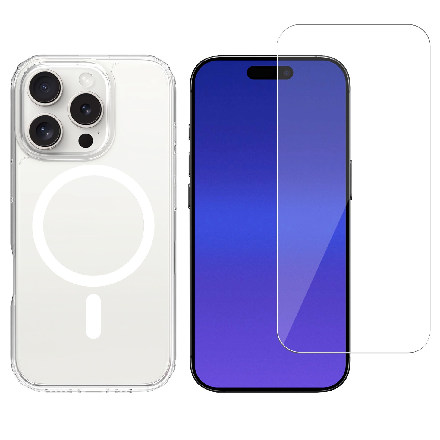 iPhone 16 Pro Kit Hybridskal MagSafe och Skärmskydd i Glas