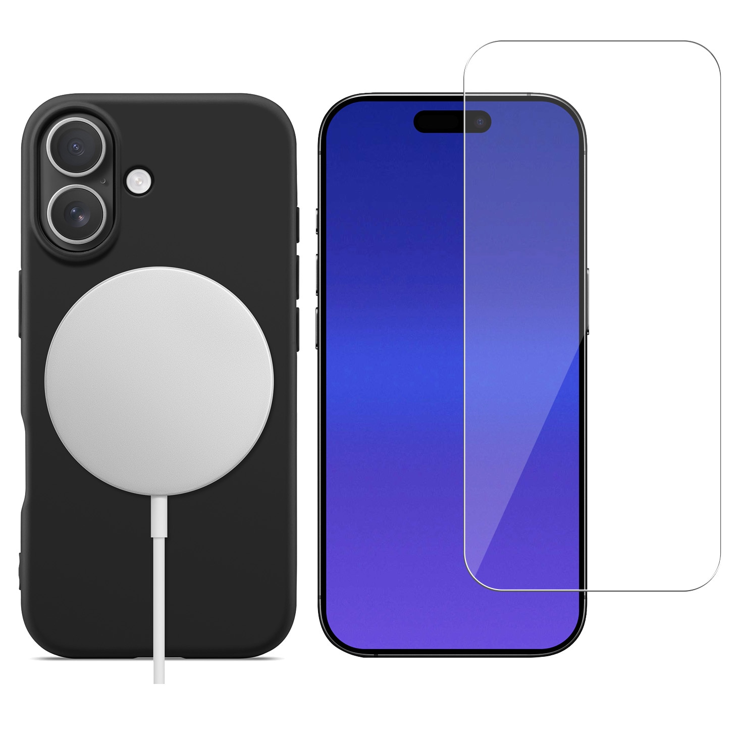 iPhone 17 Kit TPU-skal MagSafe och Skärmskydd i Glas Svart