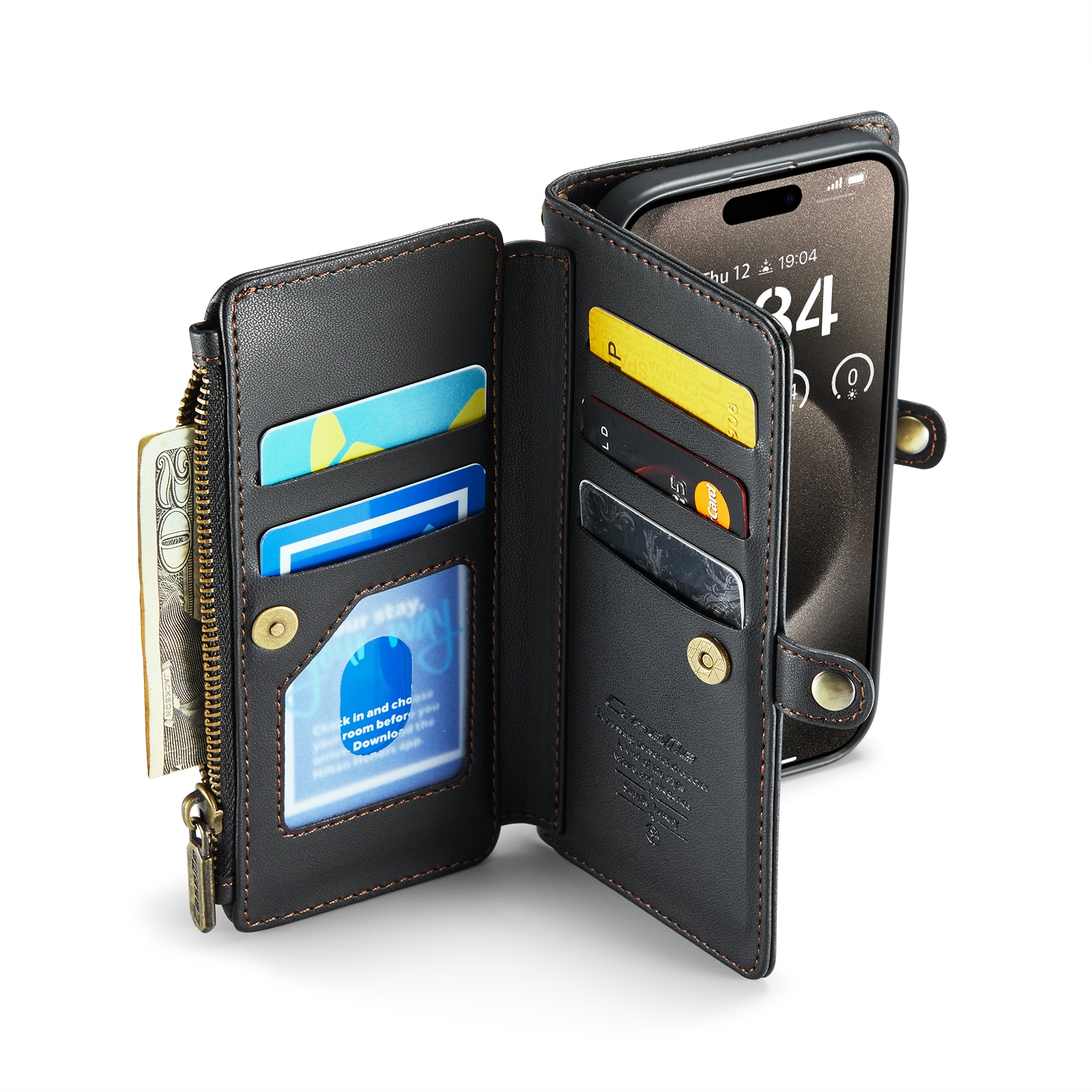 Plånboksväska iPhone 15 Pro svart