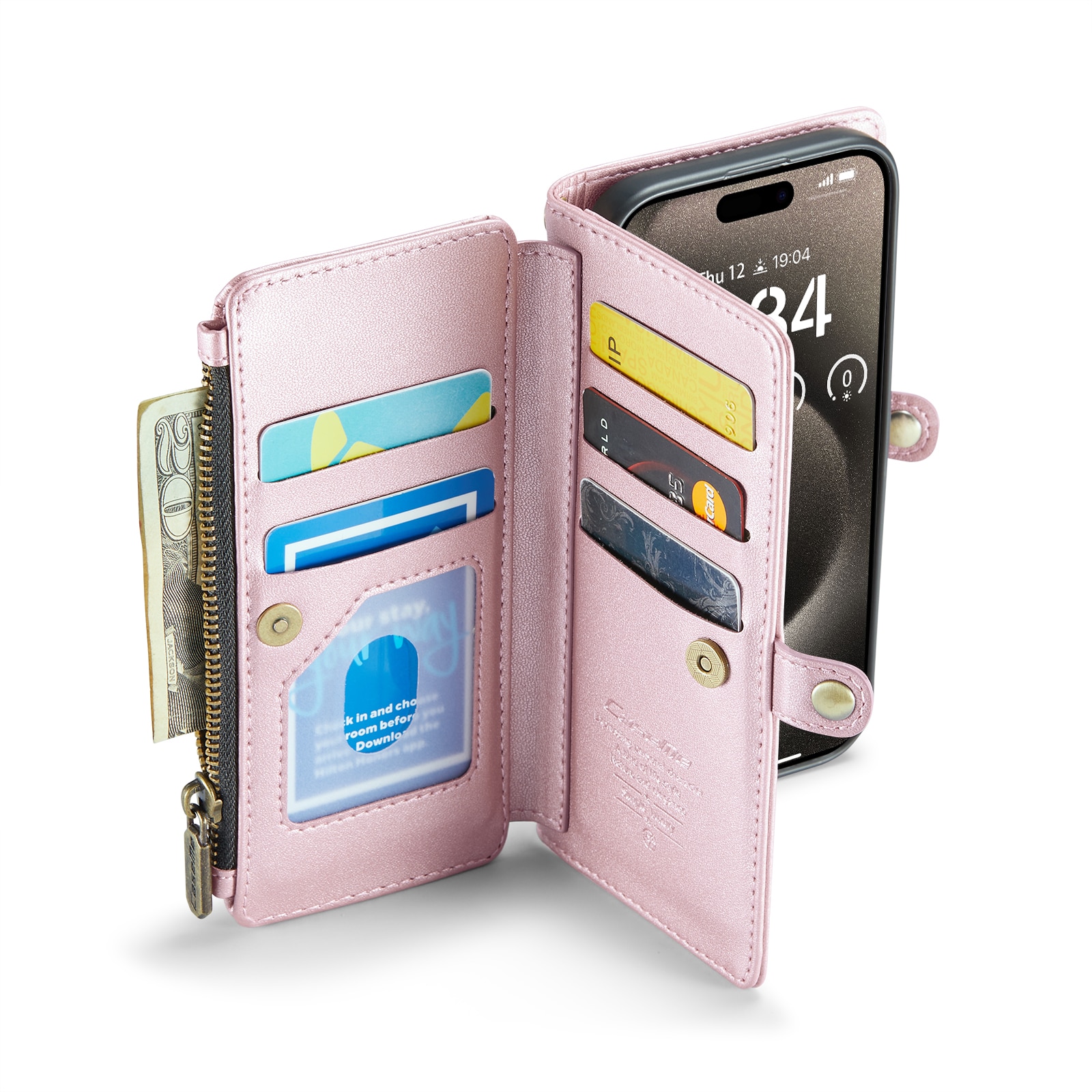 Plånboksväska iPhone 15 Pro rosa