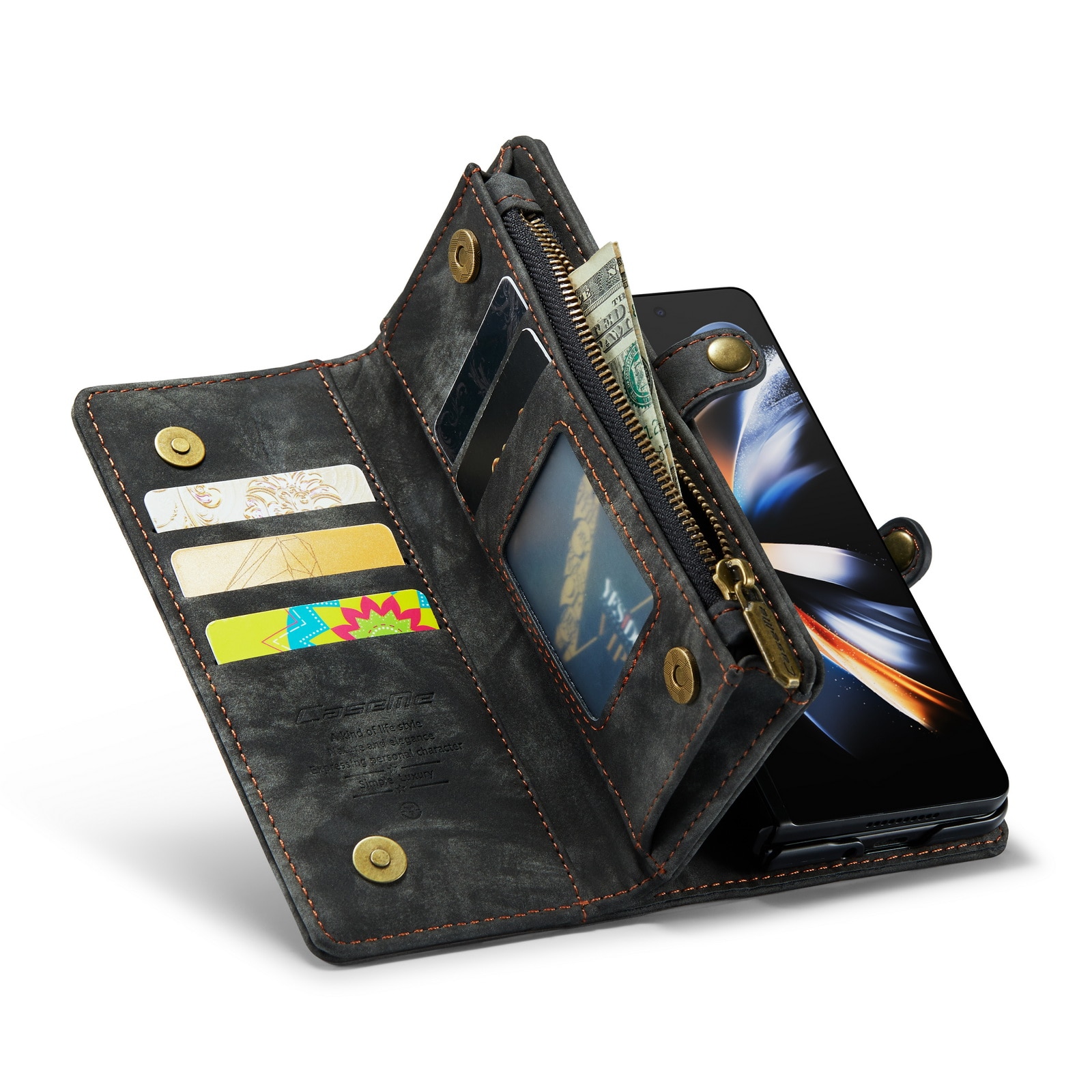 Multi-slot Plånboksfodral Samsung Galaxy Z Fold 4 grå