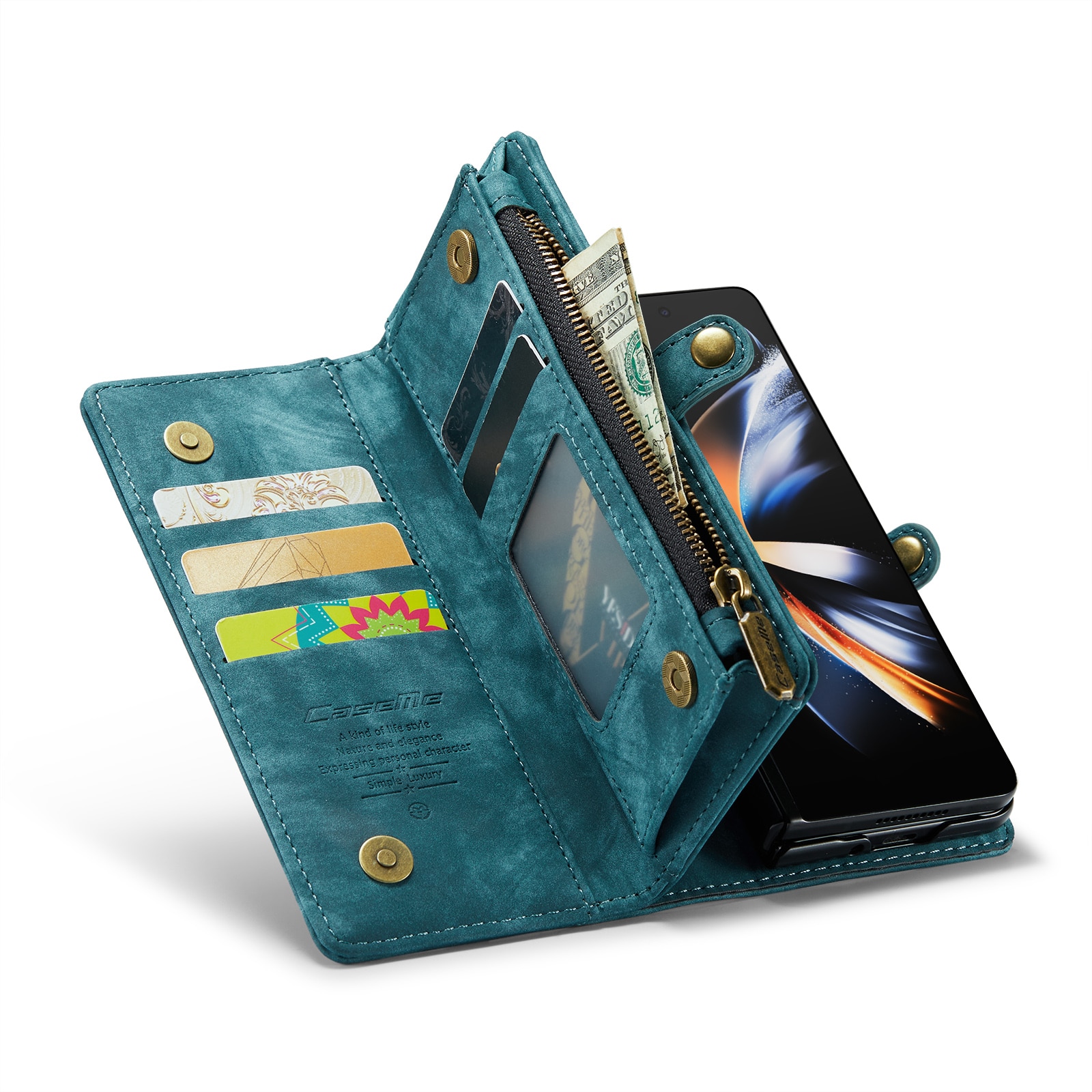 Multi-slot Plånboksfodral Samsung Galaxy Z Fold 5 blå
