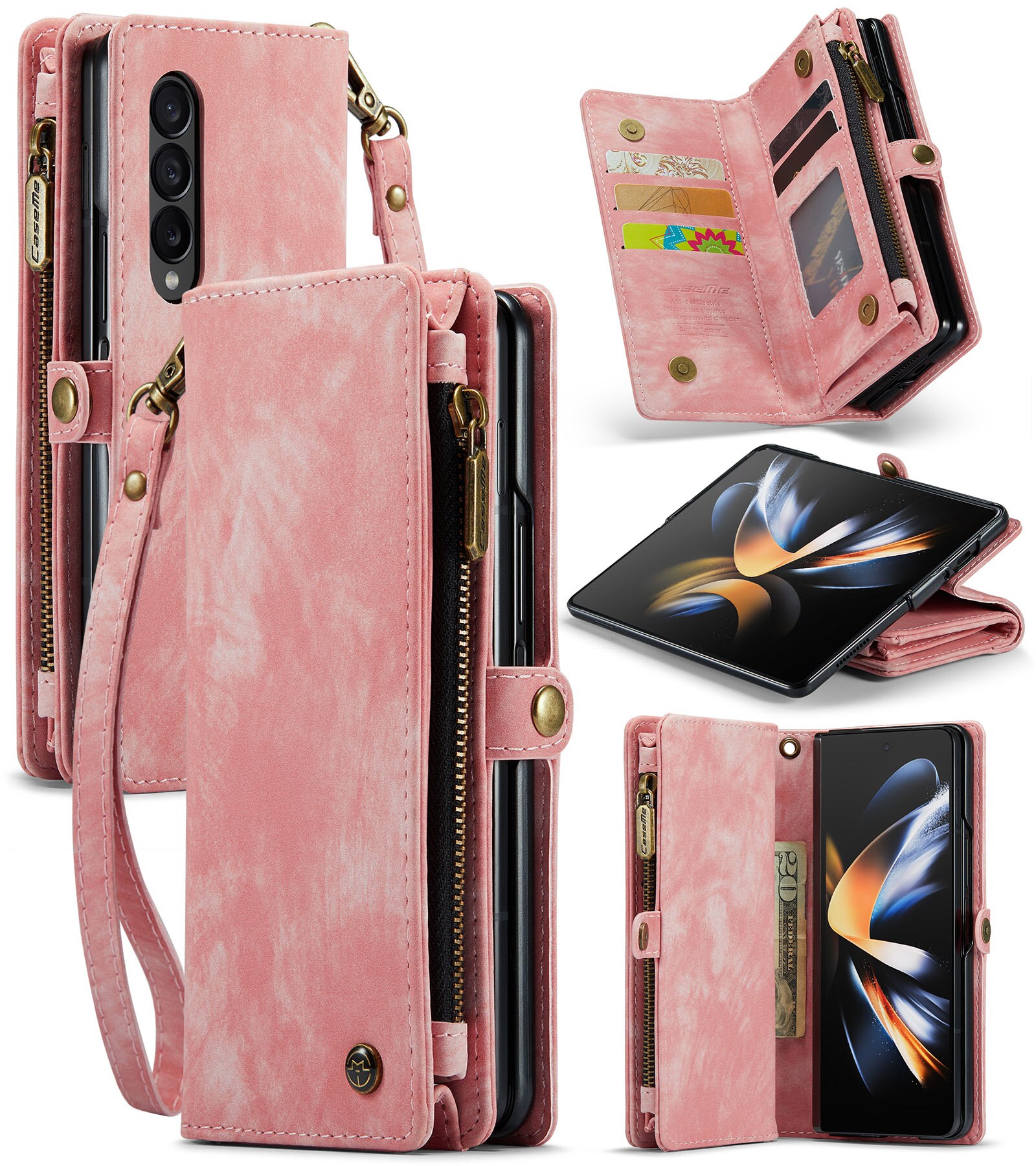 Multi-slot Plånboksfodral Samsung Galaxy Z Fold 4 rosa