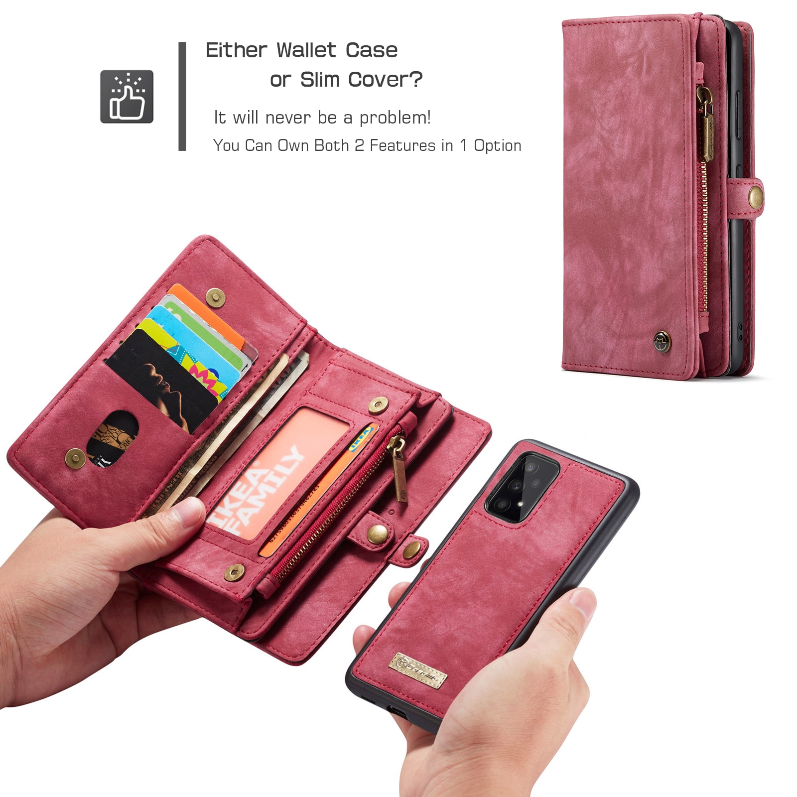 Multi-slot Plånboksfodral Samsung Galaxy A53 röd