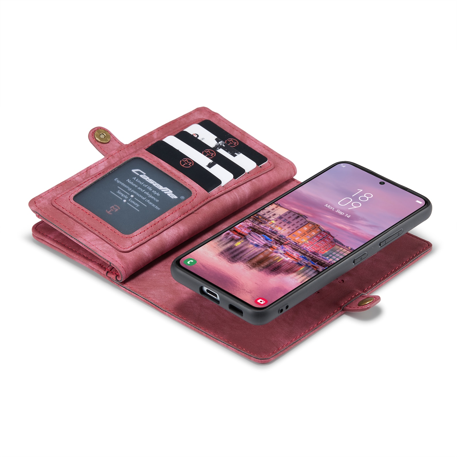 Multi-slot Plånboksfodral Samsung Galaxy S22 röd