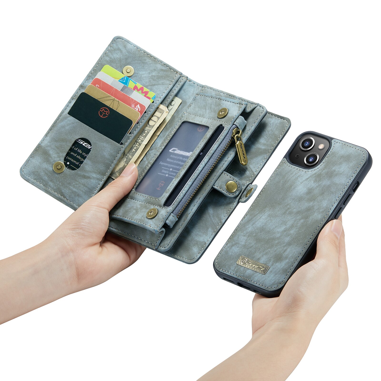 Multi-slot Plånboksfodral iPhone 13 blå