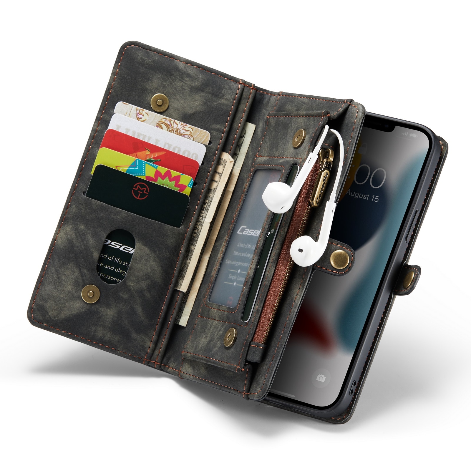 Multi-slot Plånboksfodral iPhone 13 Pro Max grå