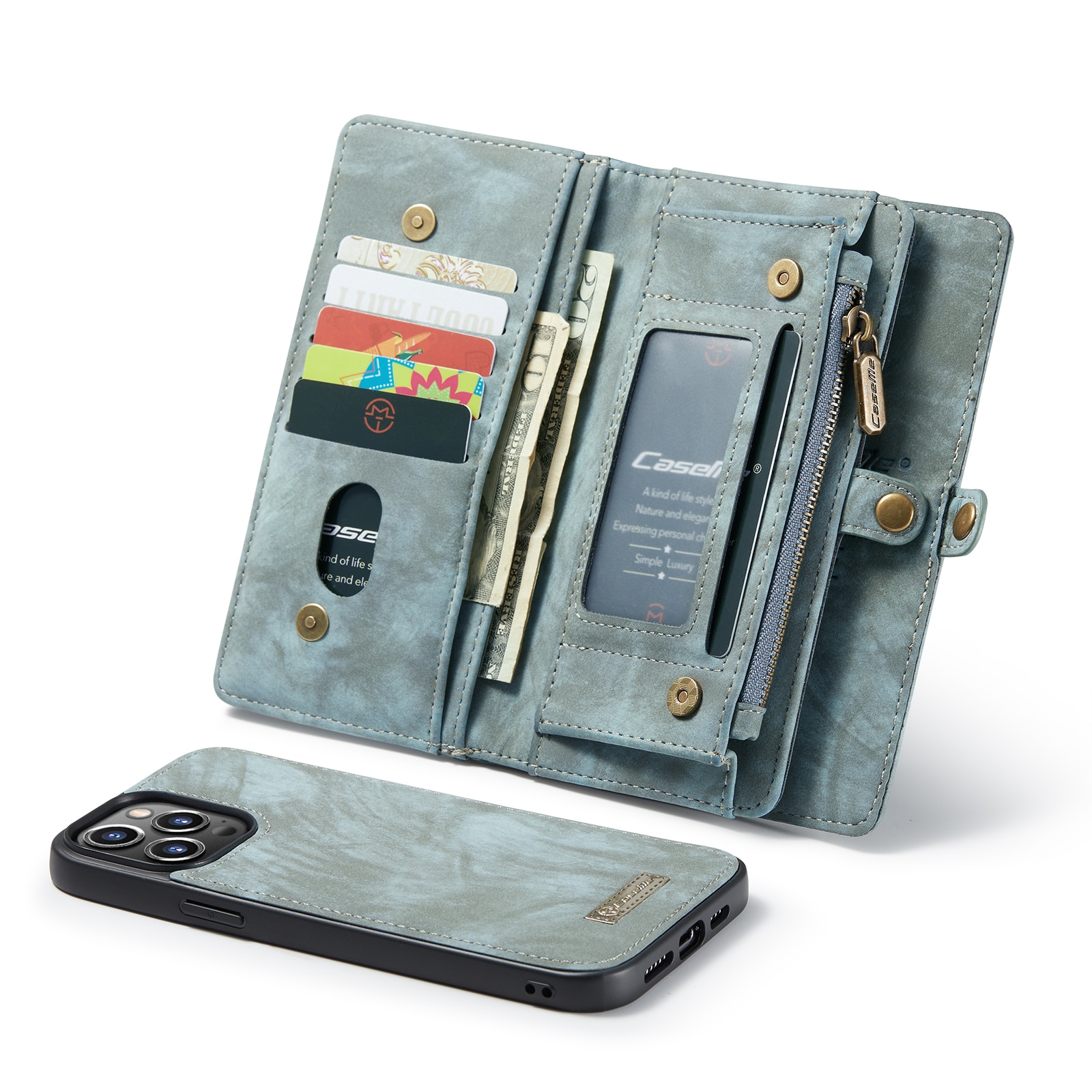Multi-slot Plånboksfodral iPhone 13 Pro Max blå