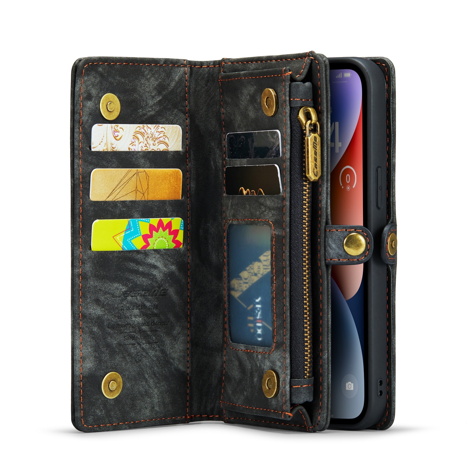 Multi-slot Plånboksfodral iPhone 14 Plus grå
