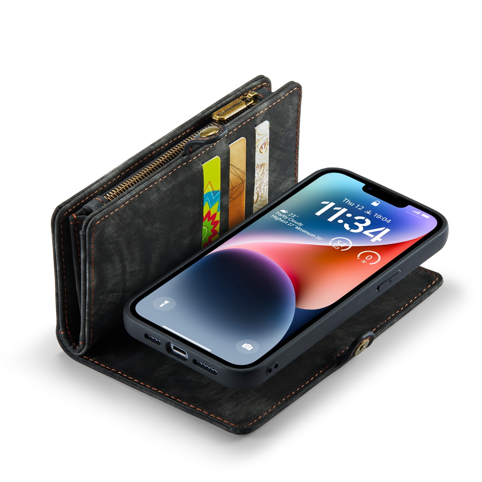 Multi-slot Plånboksfodral iPhone 14 grå