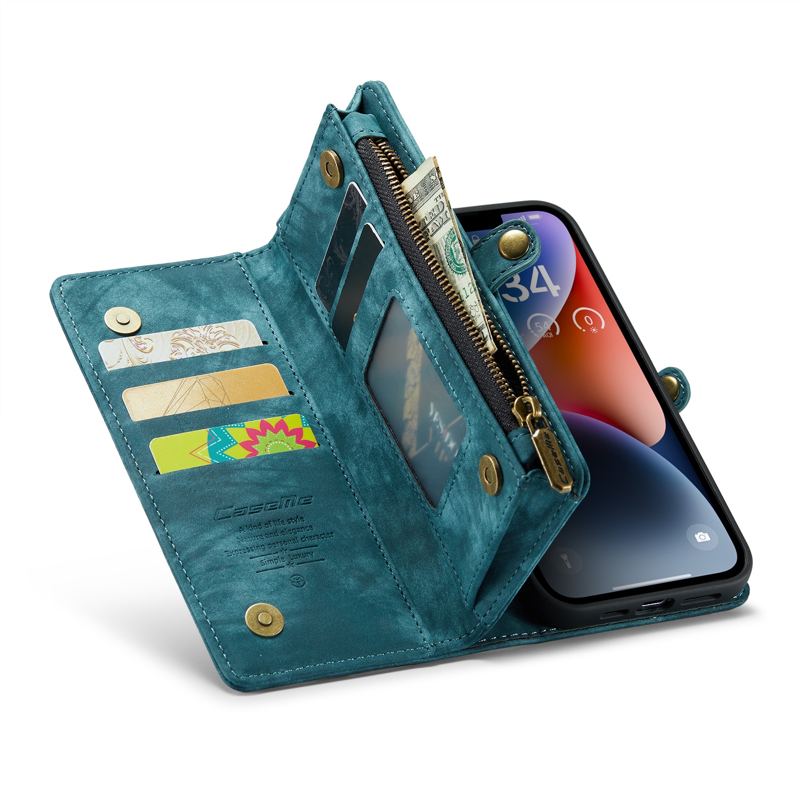 Multi-slot Plånboksfodral iPhone 14 Plus blå
