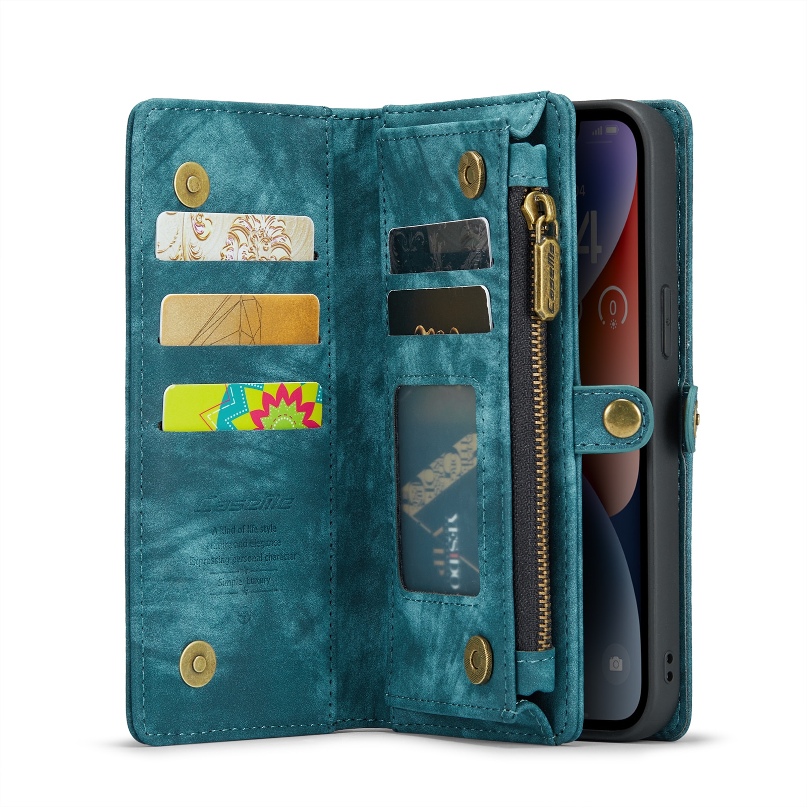 Multi-slot Plånboksfodral iPhone 14 blå