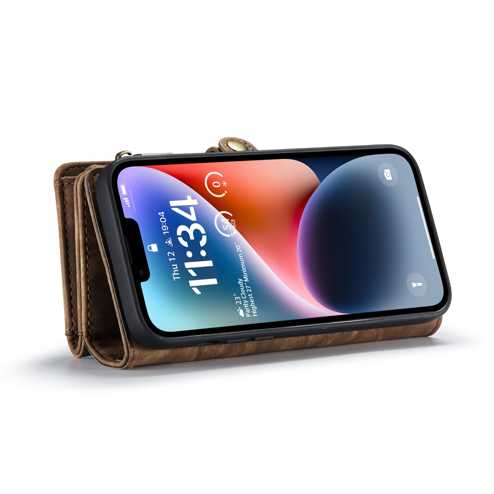 Multi-slot Plånboksfodral iPhone 14 brun