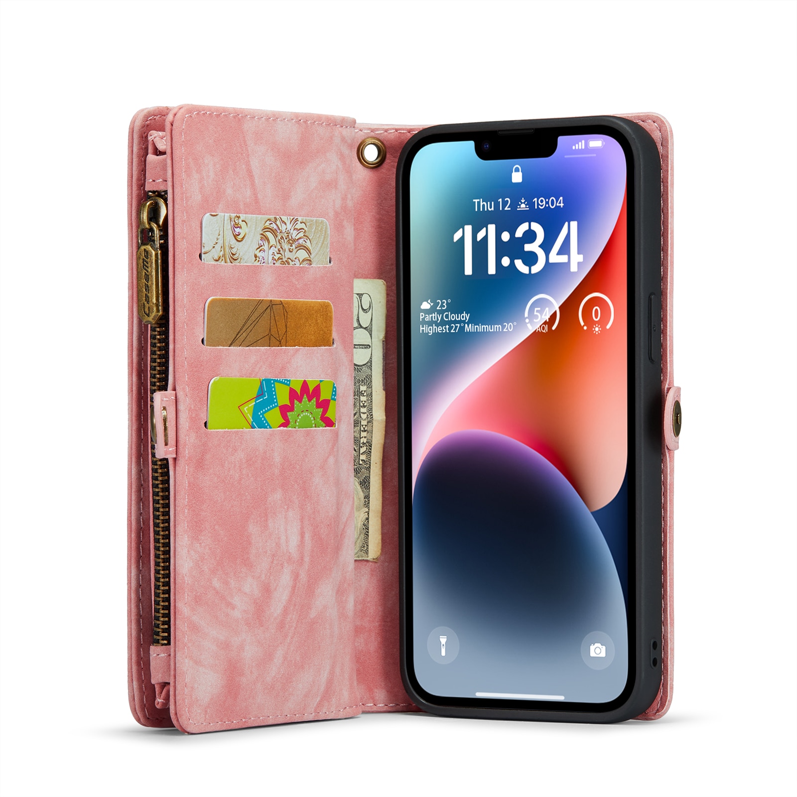Multi-slot Plånboksfodral iPhone 14 rosa