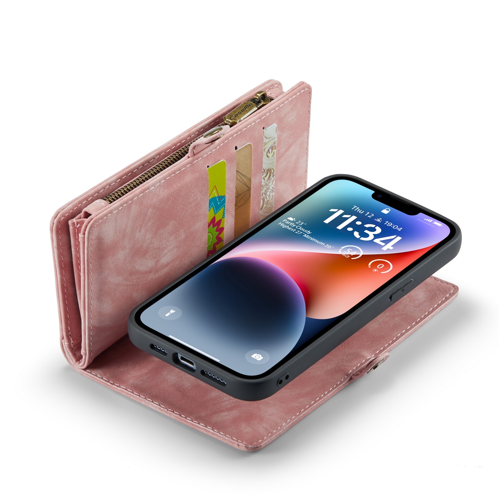 Multi-slot Plånboksfodral iPhone 14 rosa