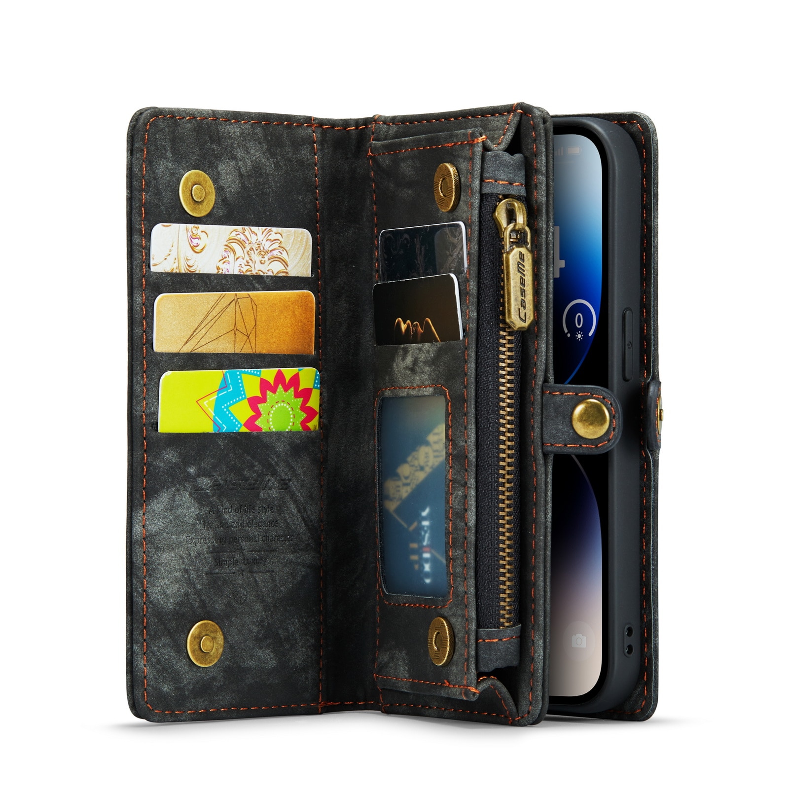 Multi-slot Plånboksfodral iPhone 14 Pro grå