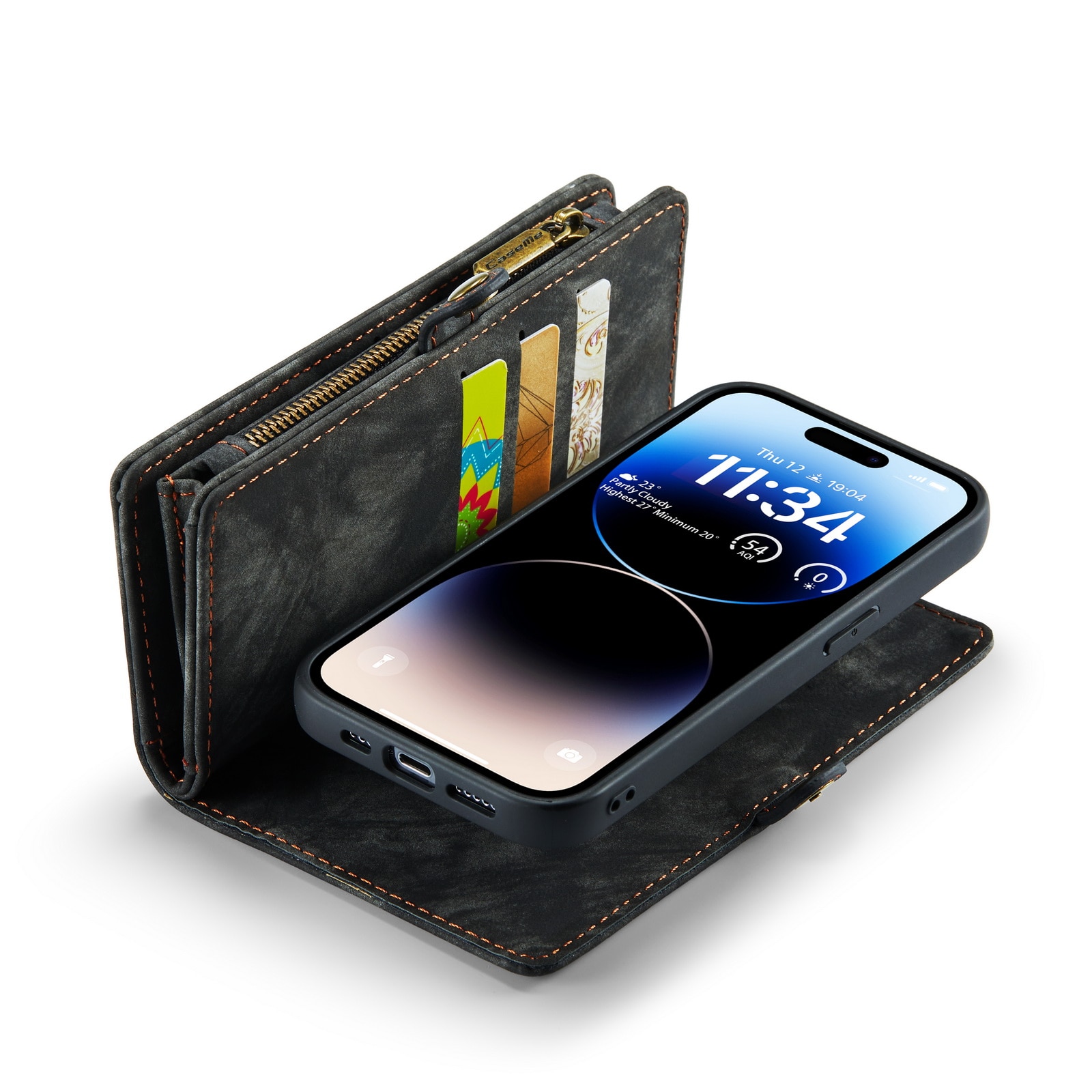 Multi-slot Plånboksfodral iPhone 14 Pro Max grå