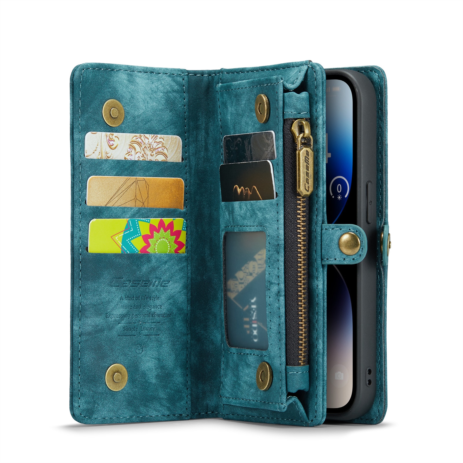 Multi-slot Plånboksfodral iPhone 14 Pro blå
