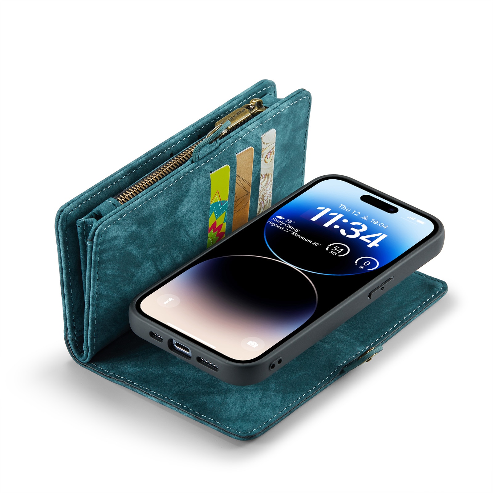 Multi-slot Plånboksfodral iPhone 14 Pro blå