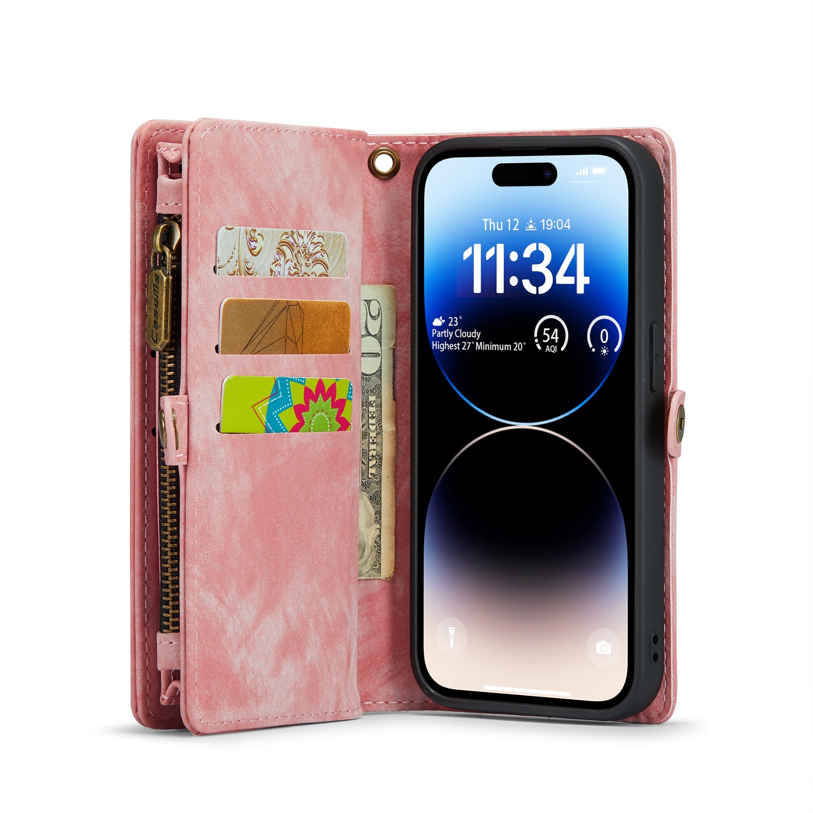 Multi-slot Plånboksfodral iPhone 14 Pro Rosa
