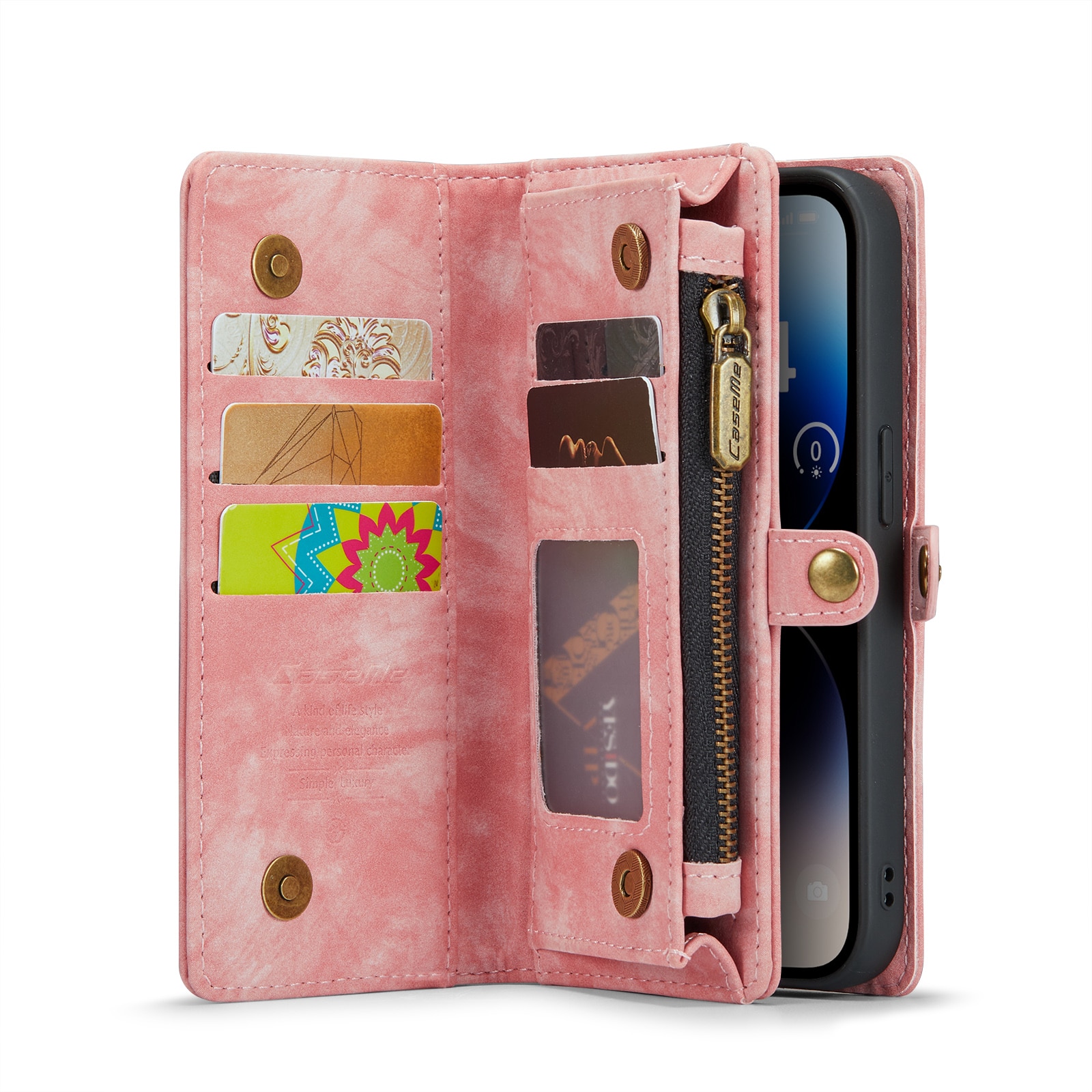 Multi-slot Plånboksfodral iPhone 14 Pro Rosa