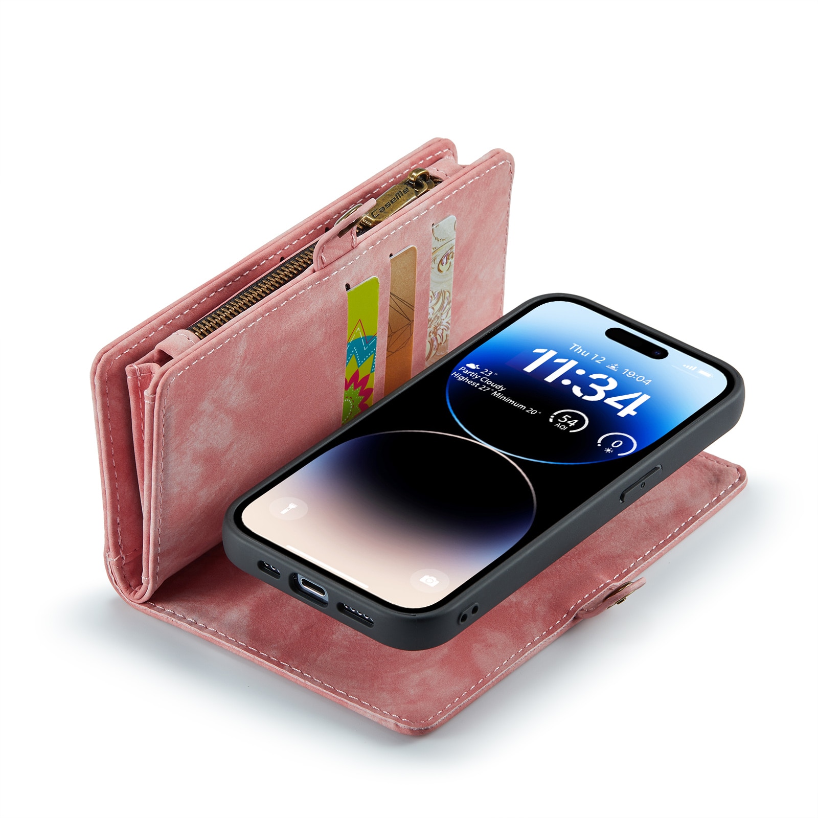 Multi-slot Plånboksfodral iPhone 14 Pro Rosa
