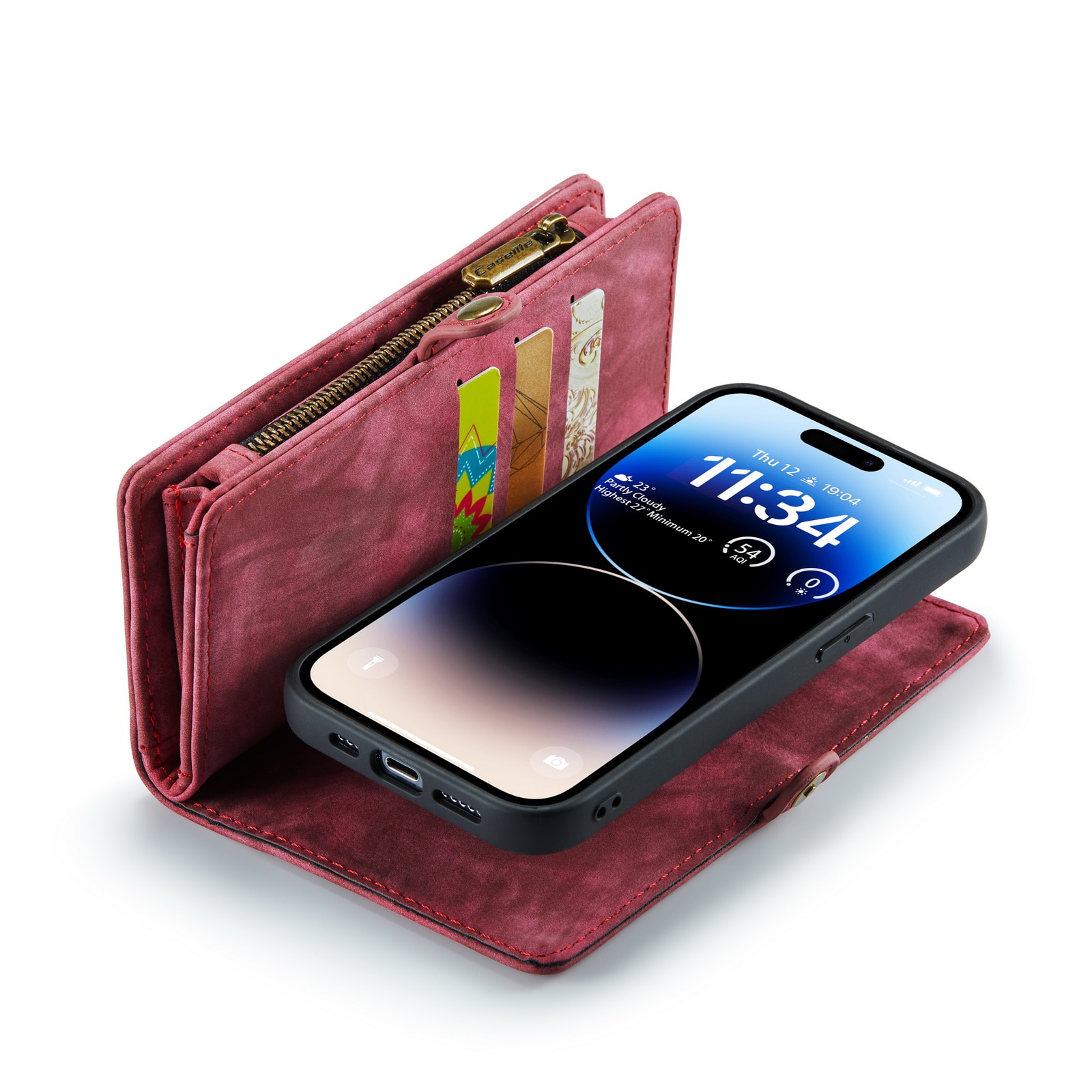 Multi-slot Plånboksfodral iPhone 14 Pro Max röd
