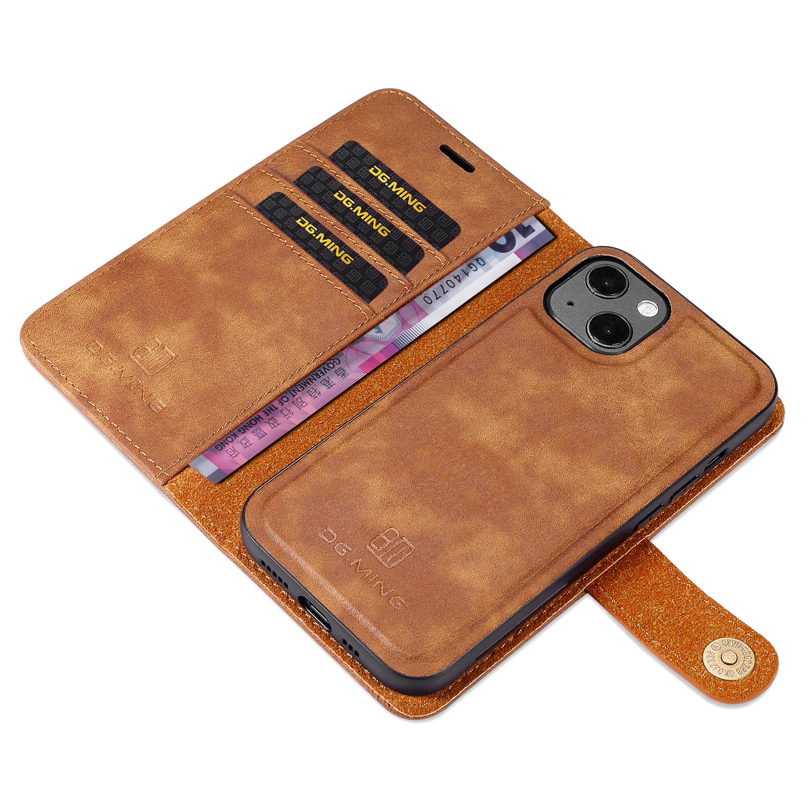 Magnet Wallet iPhone 13 Cognac